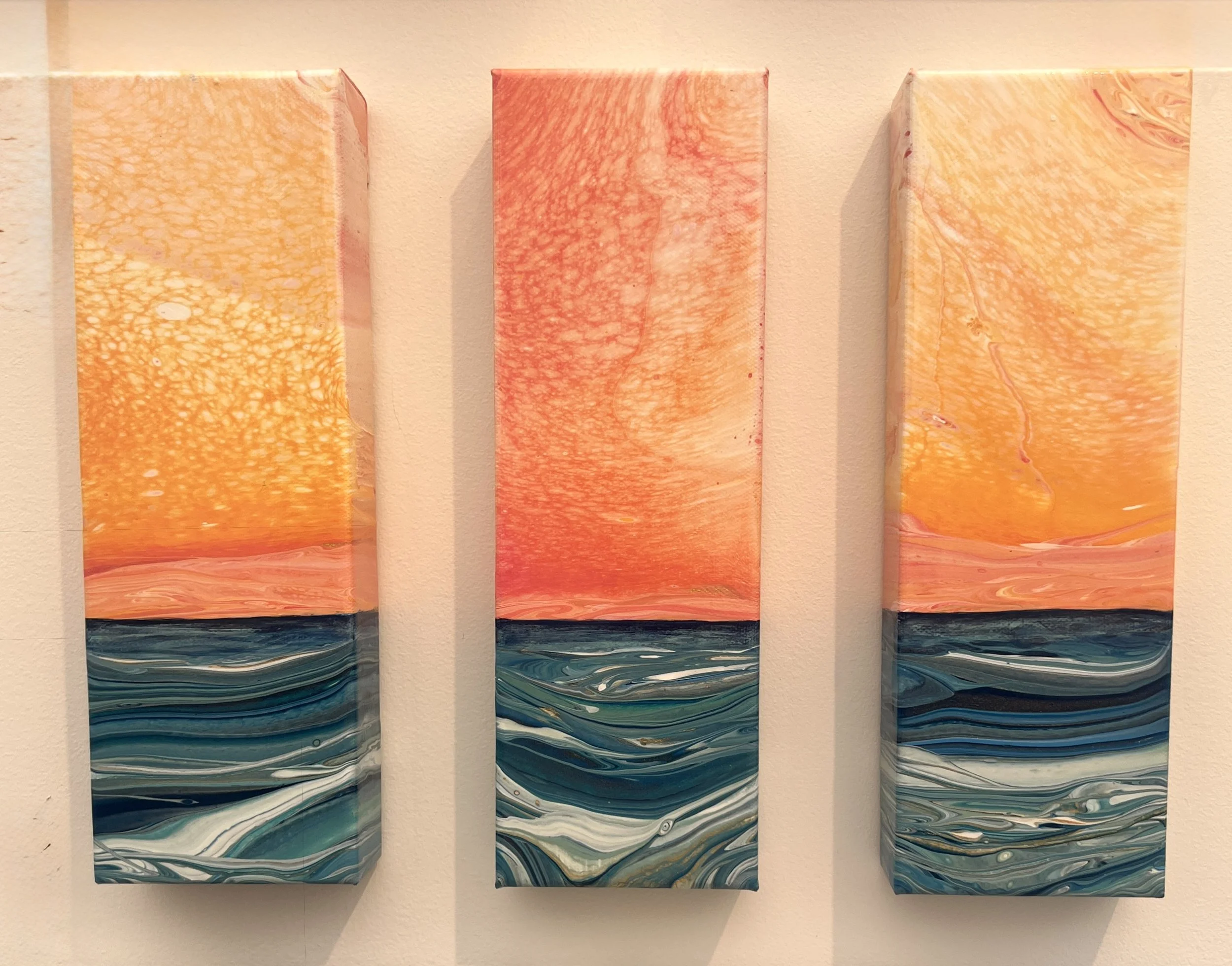 Laguna Sunset (Triptych) 4" x 8 " each