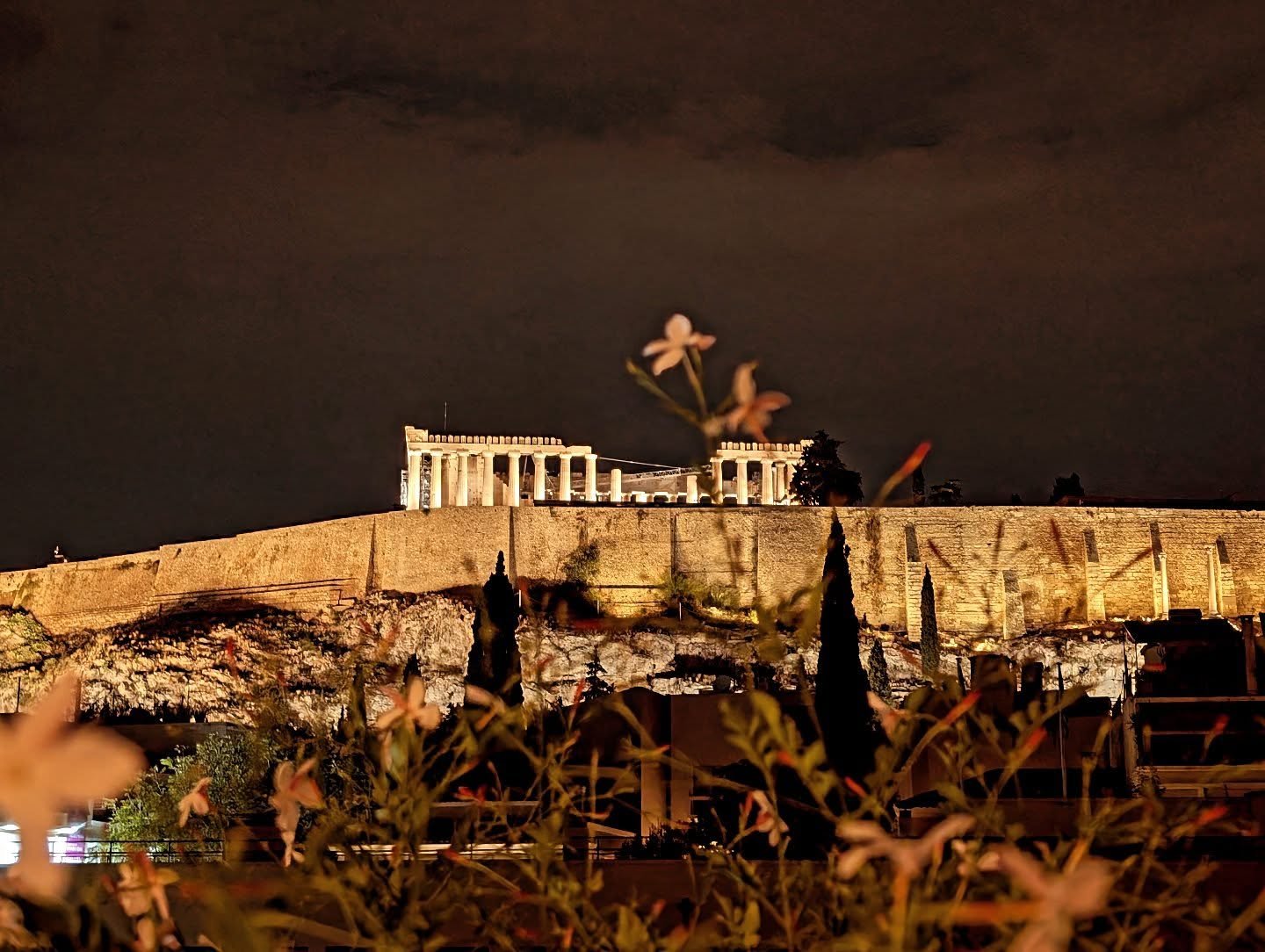 The night air is filled with the sweet scent of Jasmine. This was our view during our late night dinner