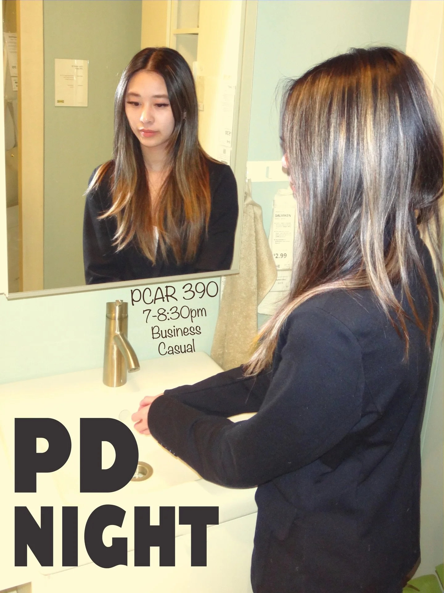 ❔PD NIGHT❔

*Room changed to PCAR 390 instead of FNDR

Dress up in business casual and come to our final day of rush! Tonight is PD Night where we have our actives panel and will end with Q&amp;A and networking. See you guys there!

📍 PCAR 390
⏰ 7-8