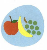 cartoon fruit, apple, banana, grapes
