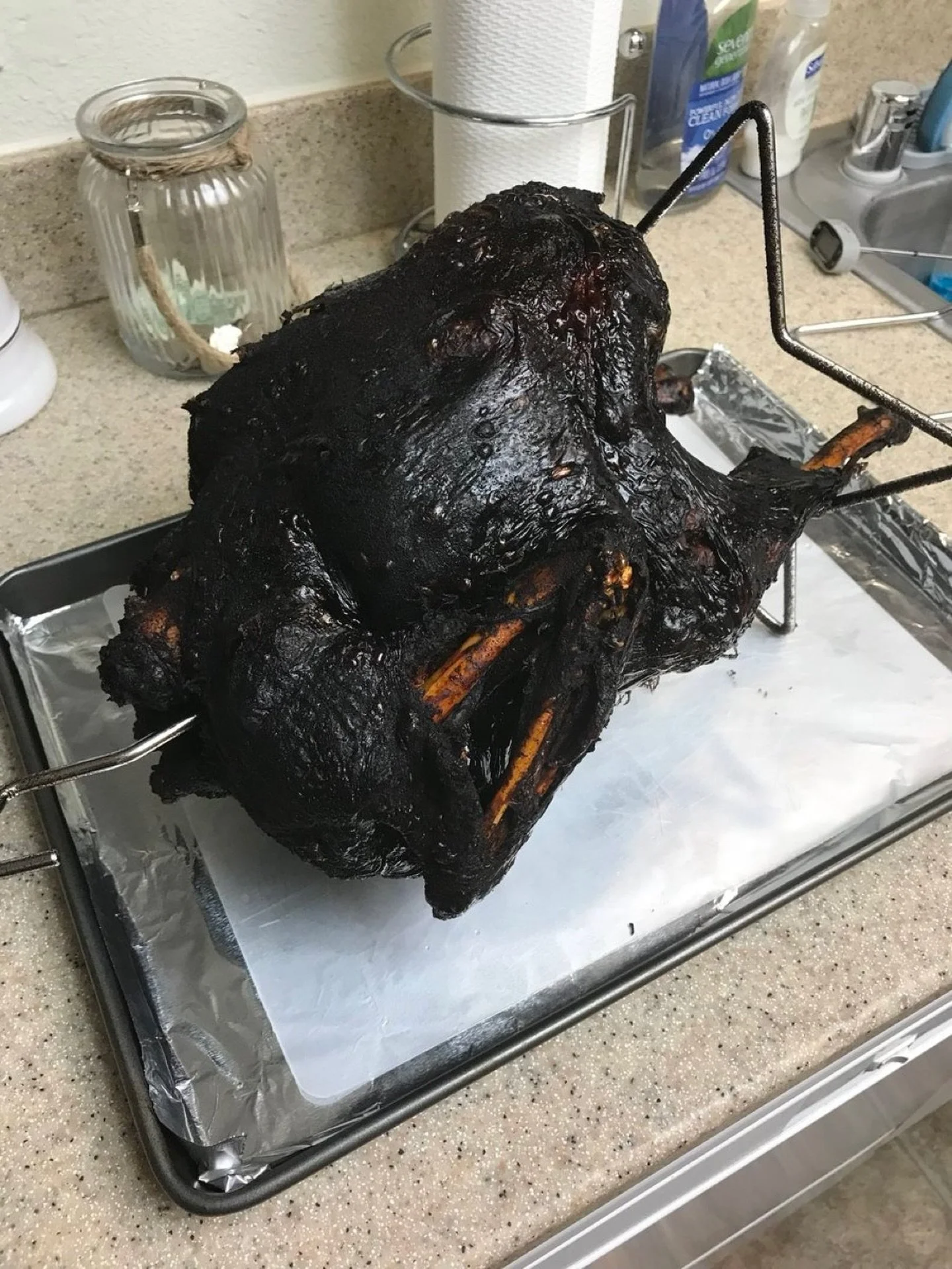 For all of those so-called experts, who said you couldn&rsquo;t deep fry turkey in a kitchen then what do you call THIS? We got Cajun Blackened Turkey 🦃 up in here. #xdman #thanksgiving #turkey #food #foodie #deepfry #homecooking #meme #funny #holid