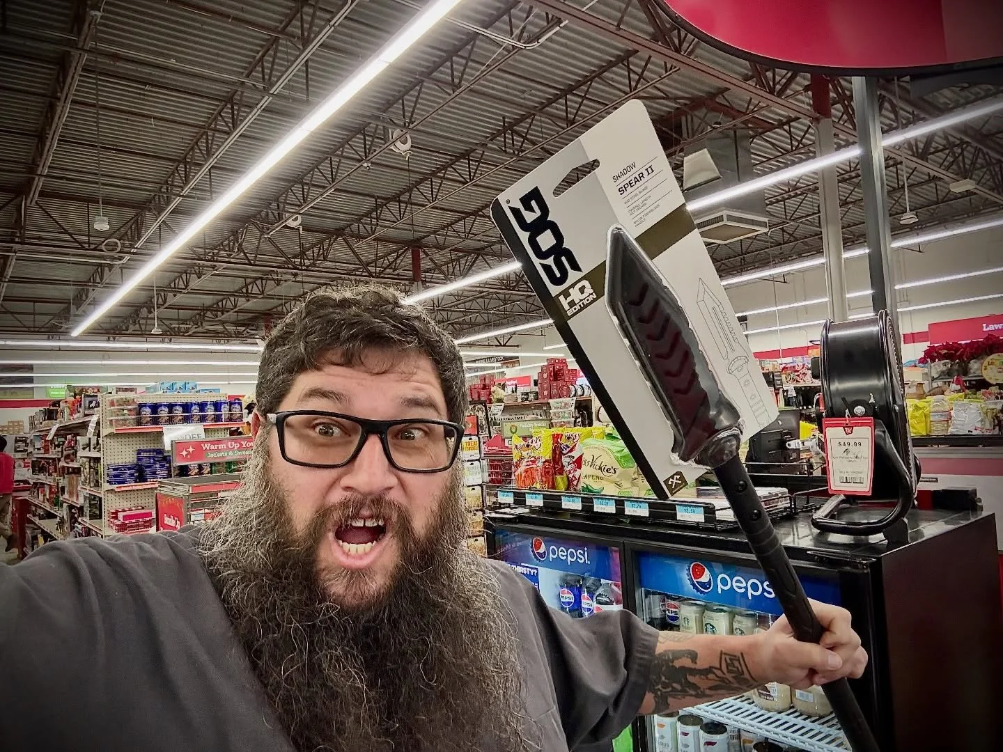 My wife assumes I am way more responsible than I really am. She bought mea freaking spear! Whats more dangerous than a machete? A freaking distance blade! #xdman #tractorsupply #sog #knife #dangerous #man #mancave