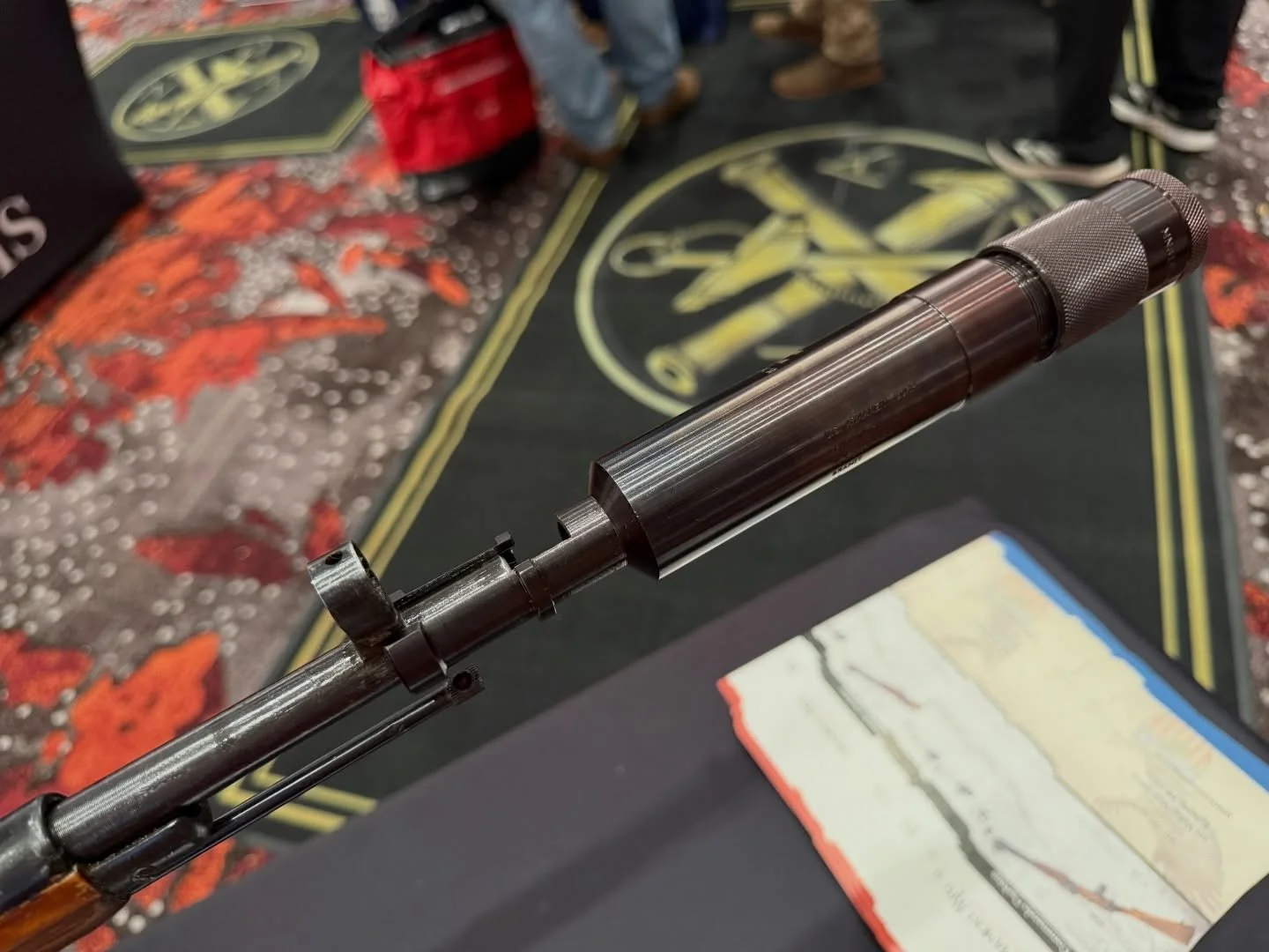 Have you always wanted to suppress you Mosin Negant or K98? By damn now you can without modification. Slips over the barrel and locks into the front sight post! #shotshow #guns #2a #merica #rifle