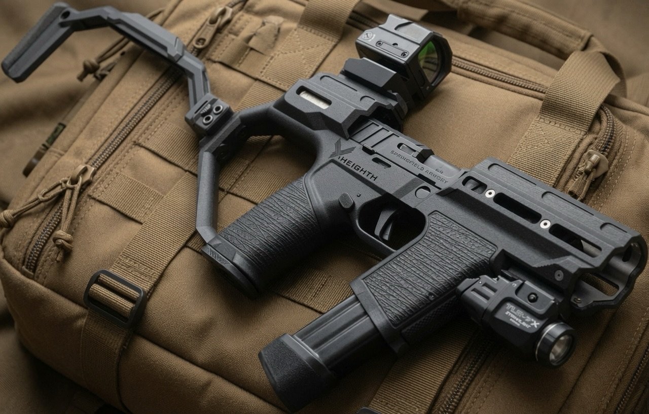 Anyone else love PDW&rsquo;s? If you have an @springfieldarmoryinc Echelon, the @heighthdefense HGM724 is where it&rsquo;s at #guns #pewpew #2a #pewprofessional #9mm