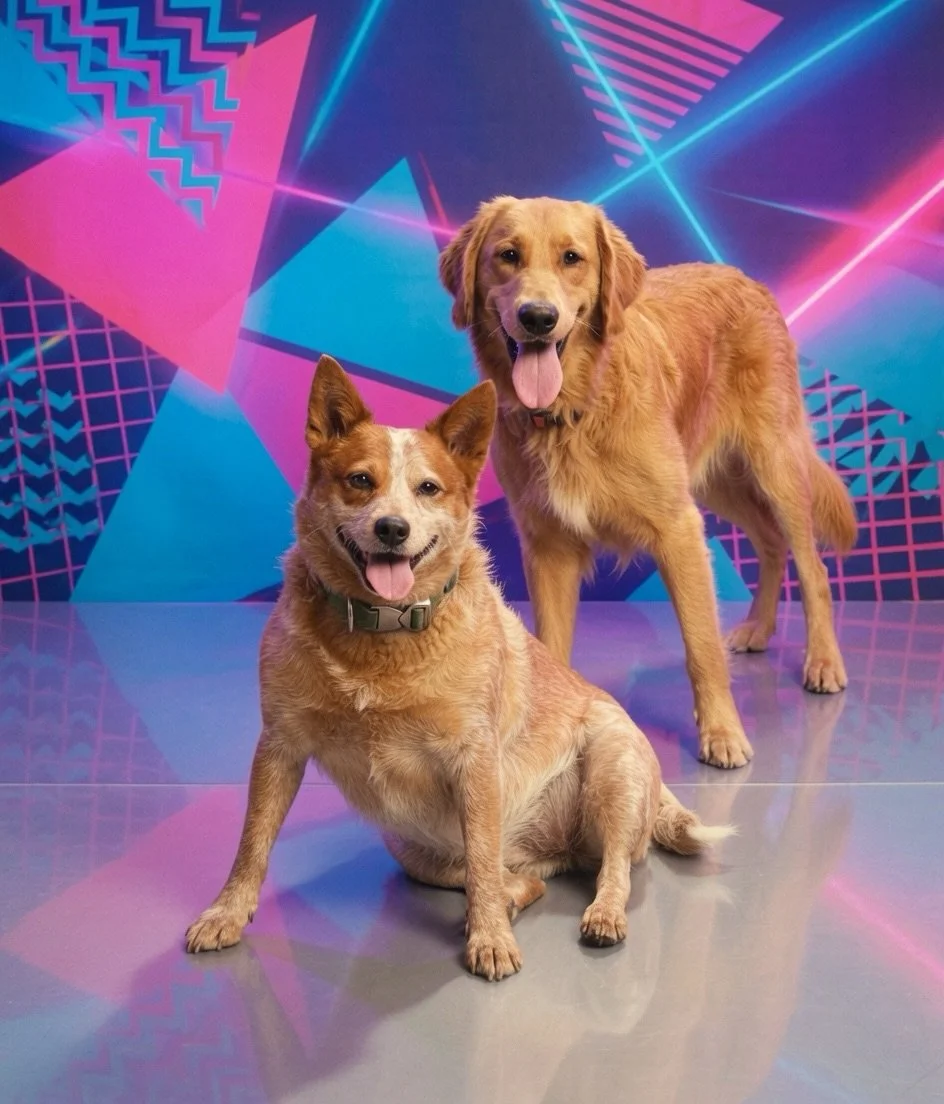 A little doggie pallet cleanser. Swipe for more: Took Reese and Butters to Sears for photos #dogs #dogsofinsta #golden  #heeler #funny