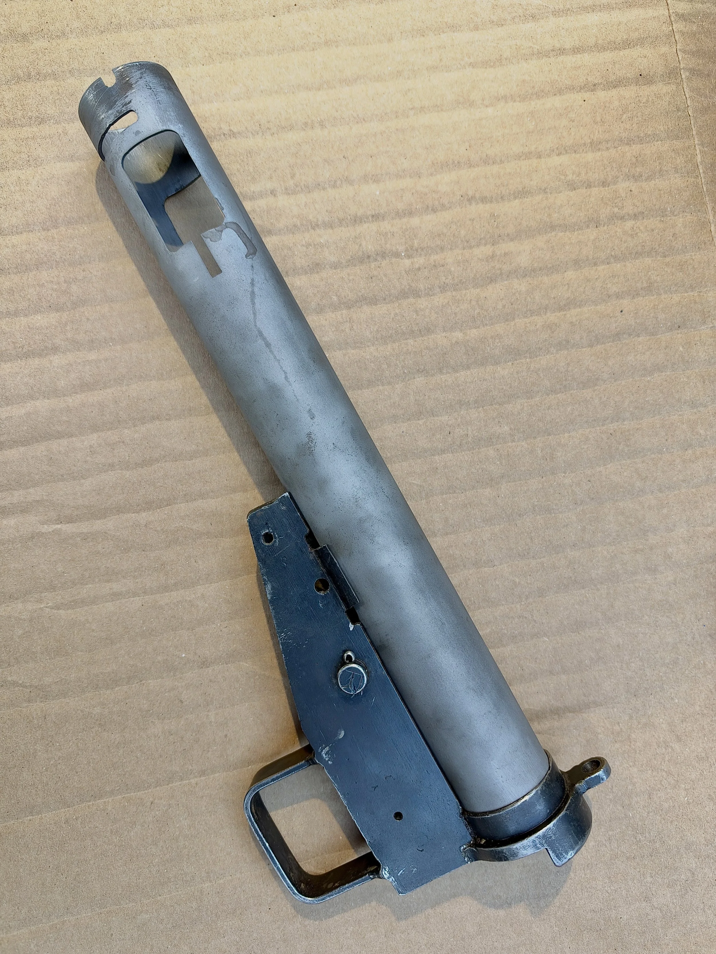 Swipe for more: I prepped the trigger housing enough that I was able to dry fit the receiver tube. It&rsquo;s amazing how quickly it looks like a real STEN #pewprofessional #2a #guns #pewpew #9mm