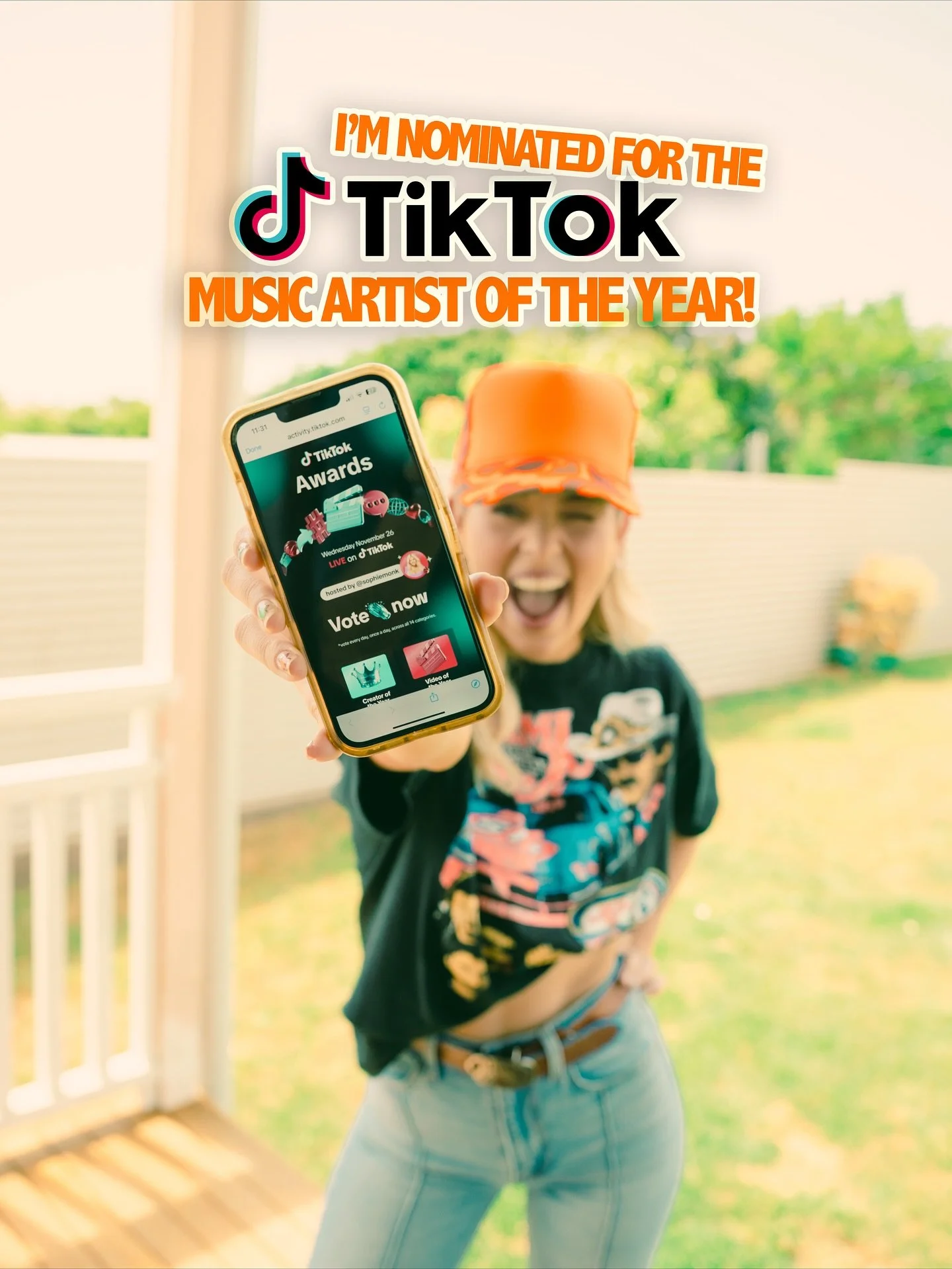 π€―π€―π€― WHAT?! - @tiktok_australia have nominated me in the Music Artist Of The Year category for the 2025 TikTok Australia Awards!! Ok my friends, As the only country nominated artist, We need to YEEHAW THIS.. The awards are completely FAN VOTED and