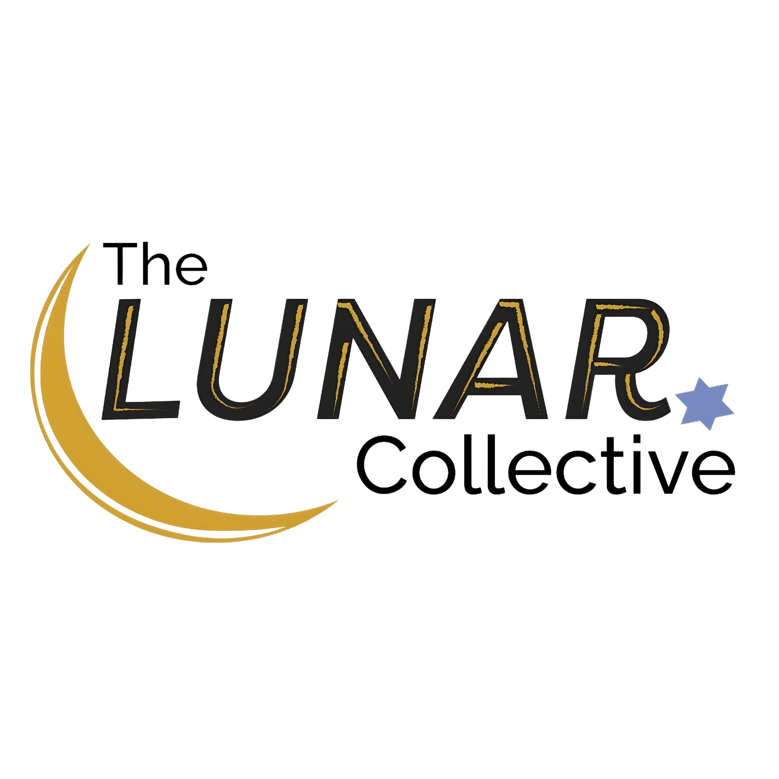 The LUNAR Collective logo with yellow crescent moon on the left and small Star of David in purple on the right