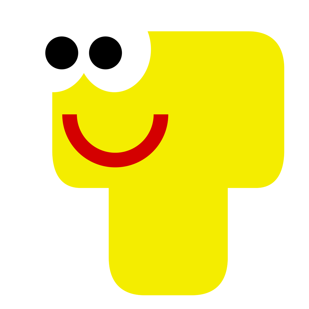 A cartoon depiction of the number four with a smiling face, black eyes, and a red smiling mouth.