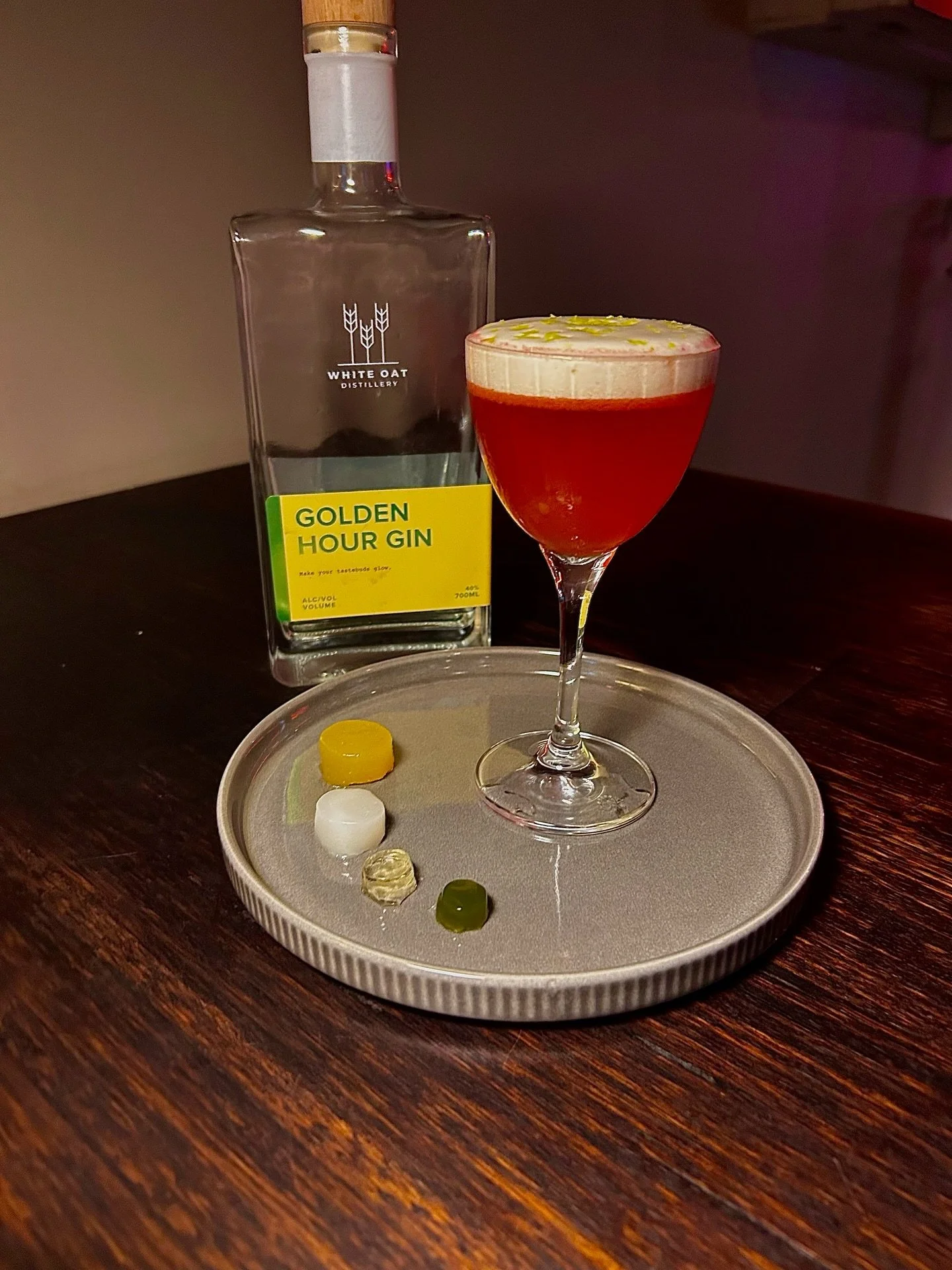 Troublemakers! one of our new drinks in the collection is going into the @whiteoatdistillery cocktail competition! Pictured here is the Red Raven, a loose interpretation of the Jungle Bird - using the golden hour gin from White Oat, a house made char
