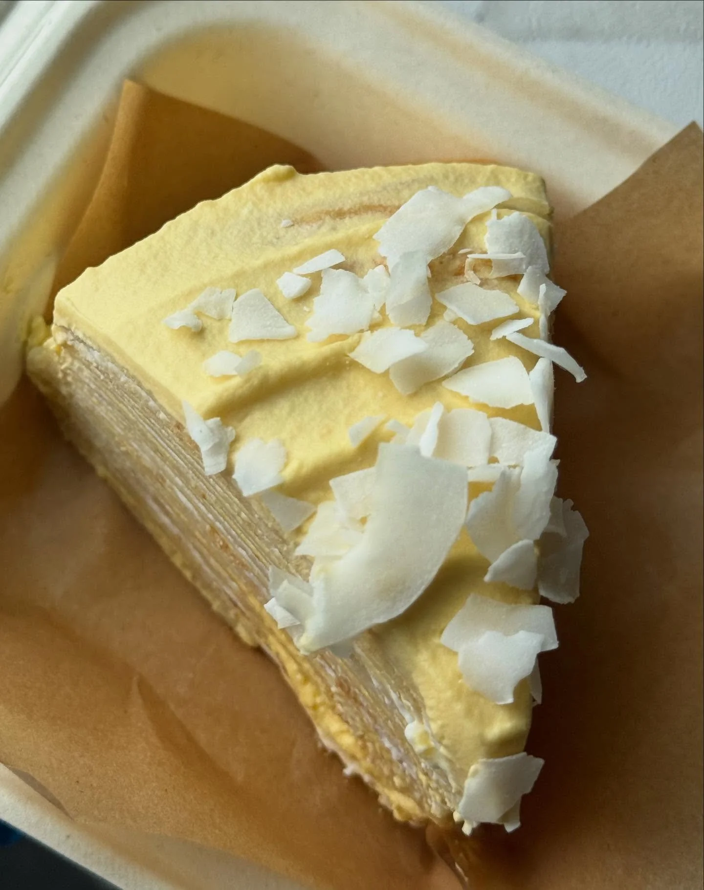 our mango - coconut crepe cake ꉂ(˵˃ ᗜ ˂˵) #yelpreno