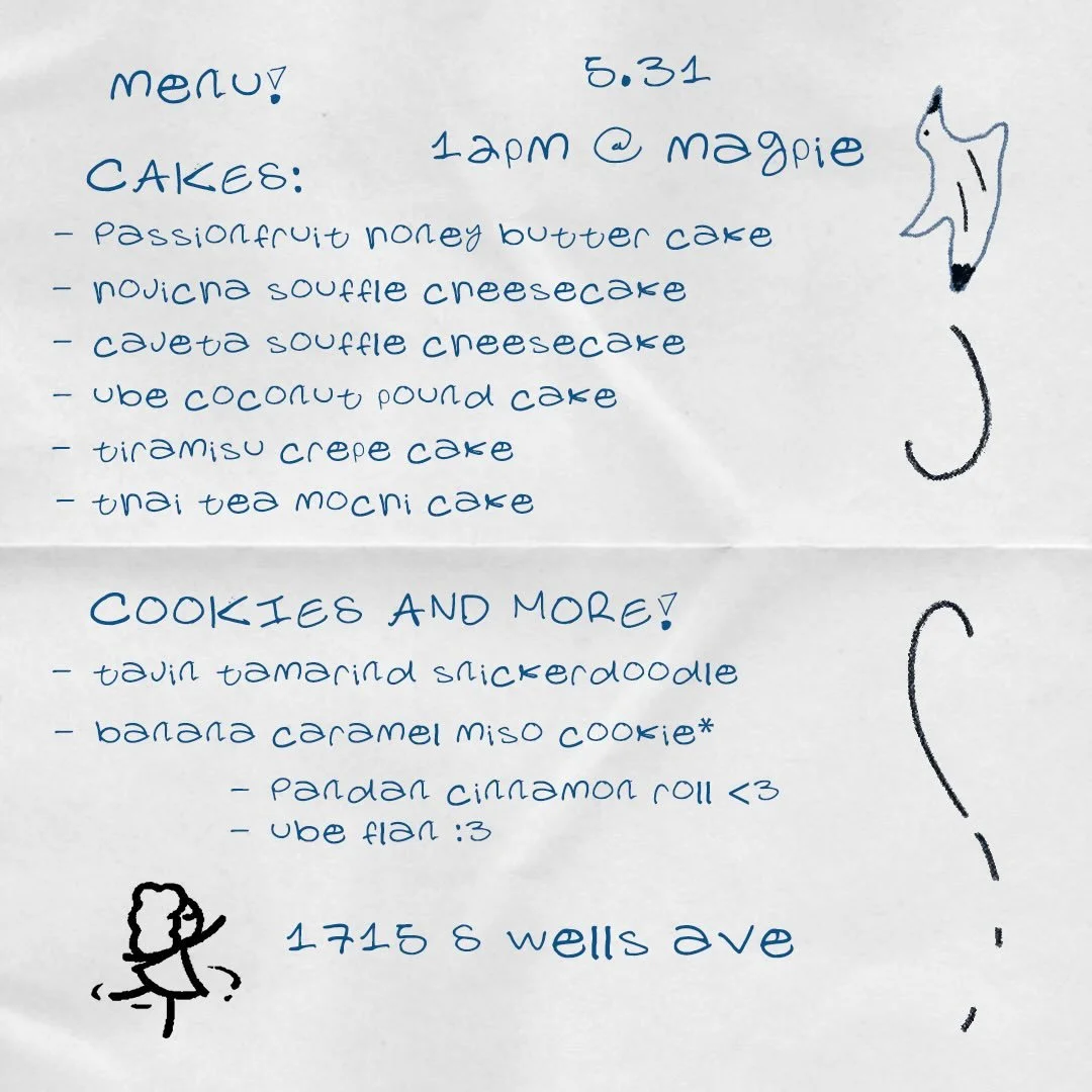 menu for tomorrow 🐦🤍⭐️ 12p till sellout @magpieroasters