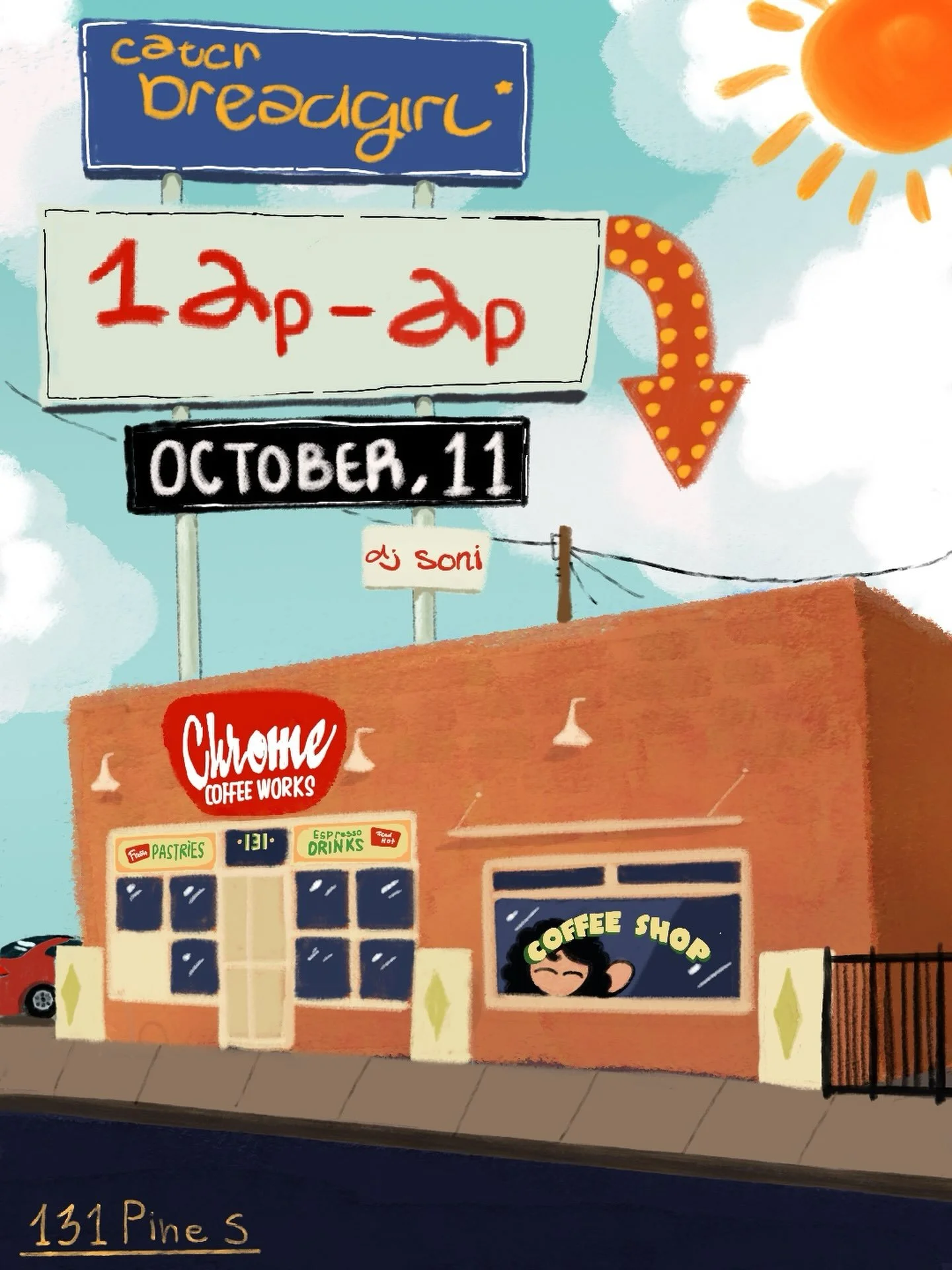 (˶˃ ᵕ ˂˶) RENO! Catch breadgirl* at chrome coffee works this Sunday with sounds by DJ SONI! 🪩&thinsp; 12P-2P ⭐️&thinsp;
&thinsp;
SEE YOU SOON FOR PASTRIES, MUSIC, COFFEE + MORE 🍂☕️
&thinsp;
flyer by @rata_jos3r <3 #yelpreno