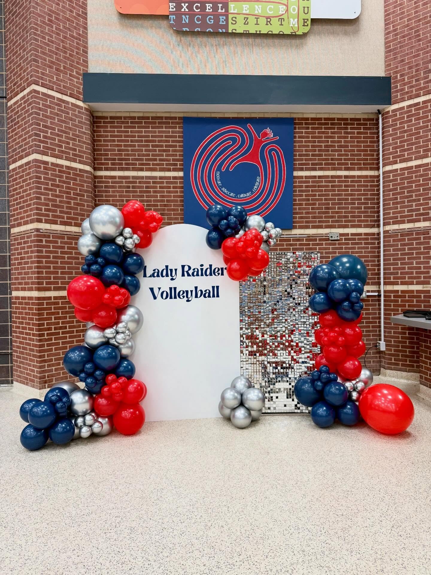 Lady Raider Volleyball Banquet with our NEW shimmer wall ✨🪩❤️ so excited to add this to our inventory!!