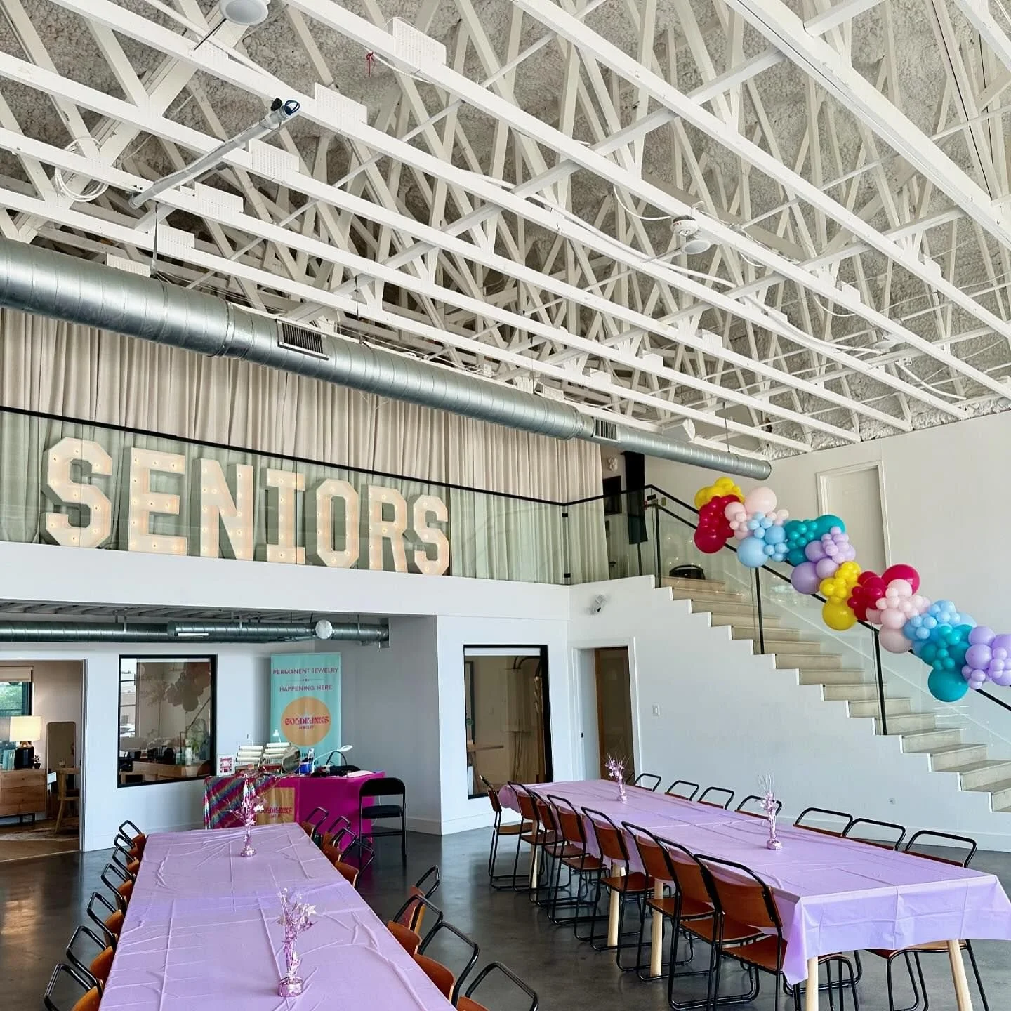 marquee letters and 10-12 ft balloon garland