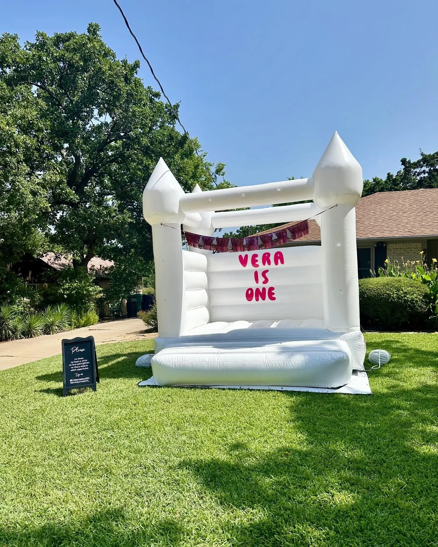10x10 white bounce house with vinyl