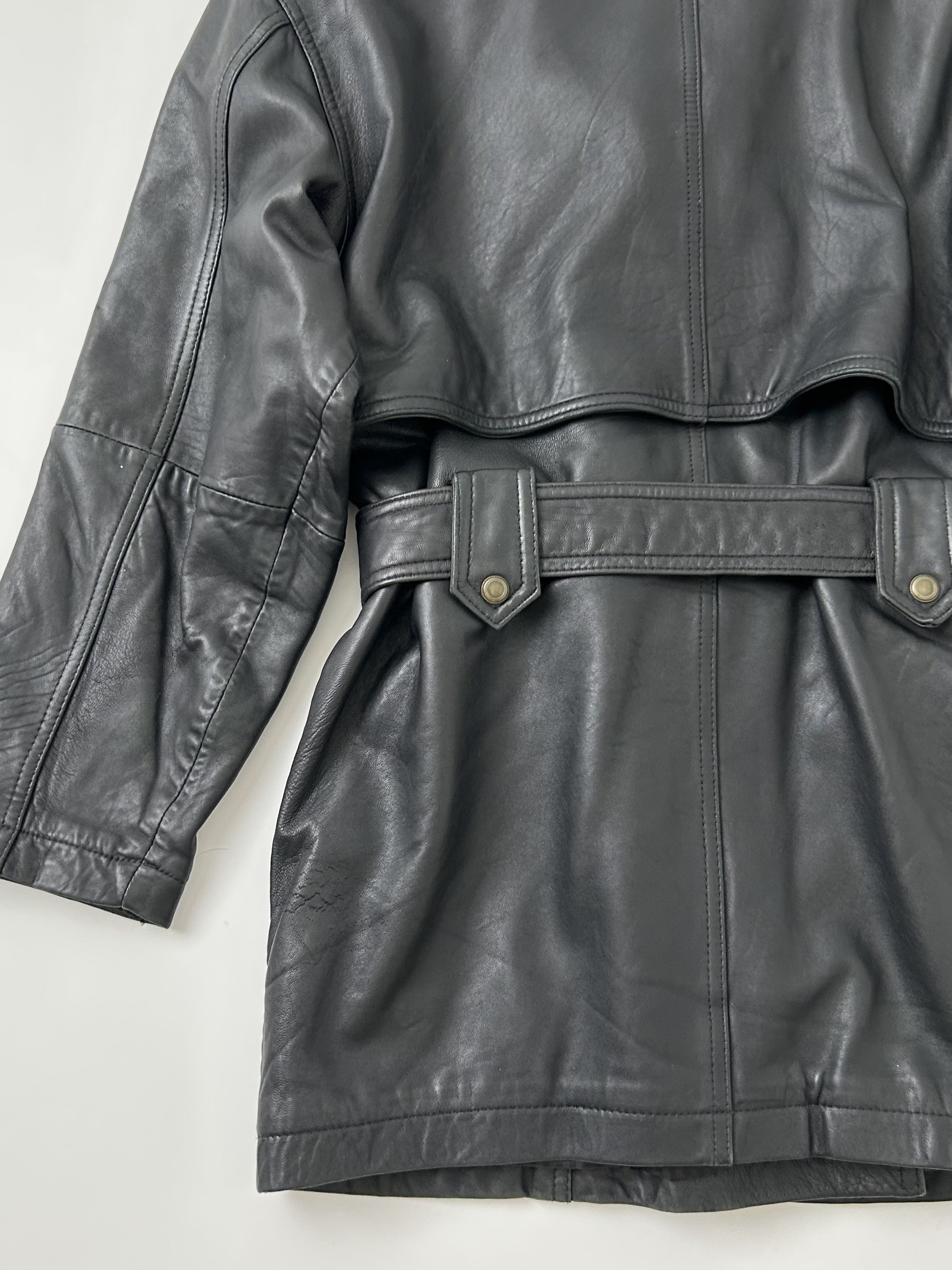Vintage 90s Express black leather belted jacket