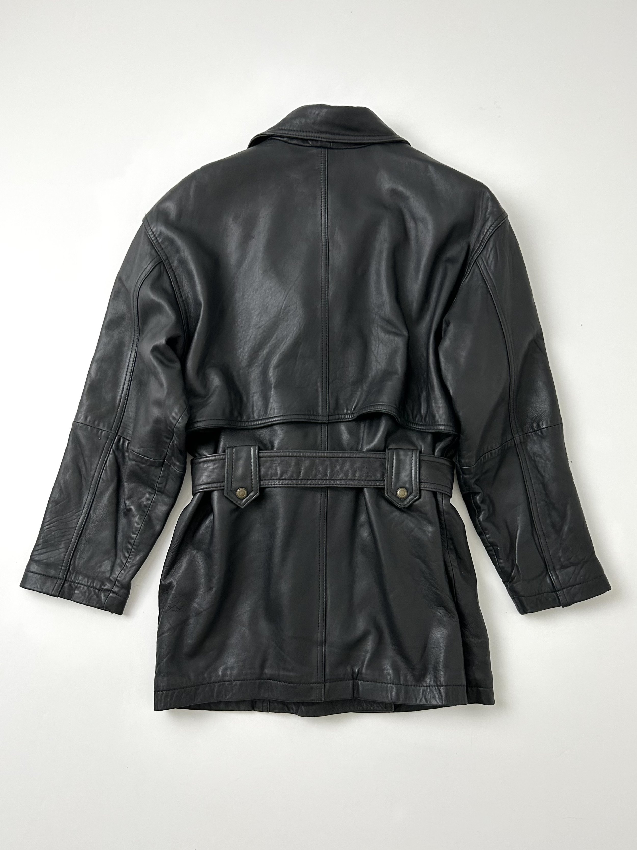 Vintage 90s Express black leather belted jacket
