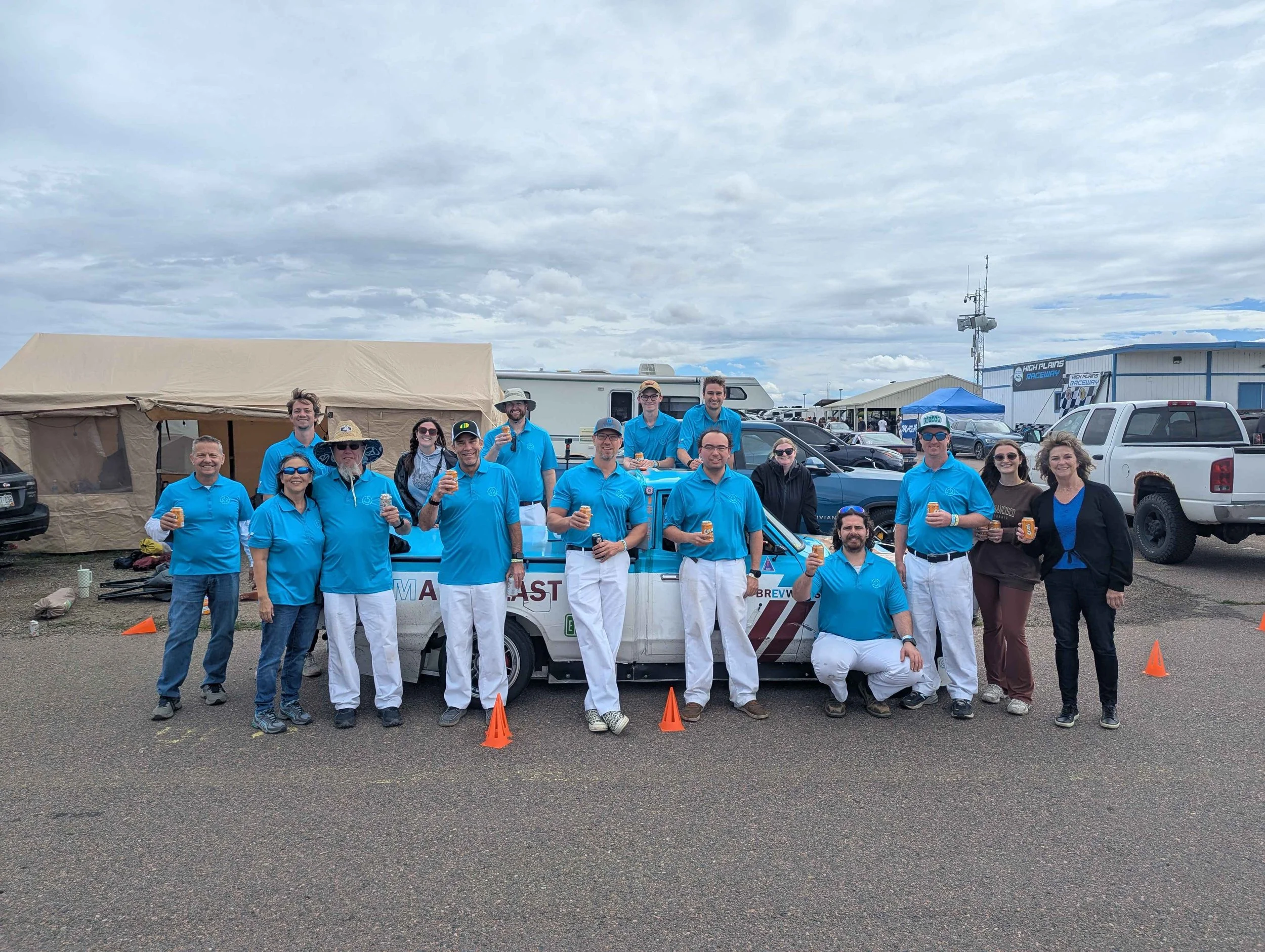Team Arcblast celebrating a race win at High Plains raceway