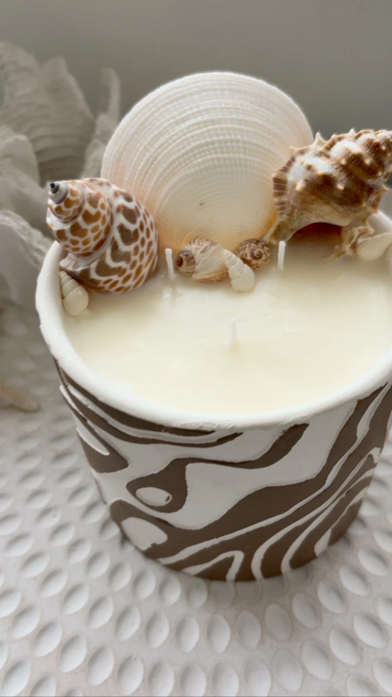 Coming soon… our Coastal Swirl Candle π 650g of pure soy wax topped with handpicked sea shells π She’s big, beachy, and ready to make waves.
.
.
.
#coastalliving CoastalDecor #ComingSoon #OceanVibes”