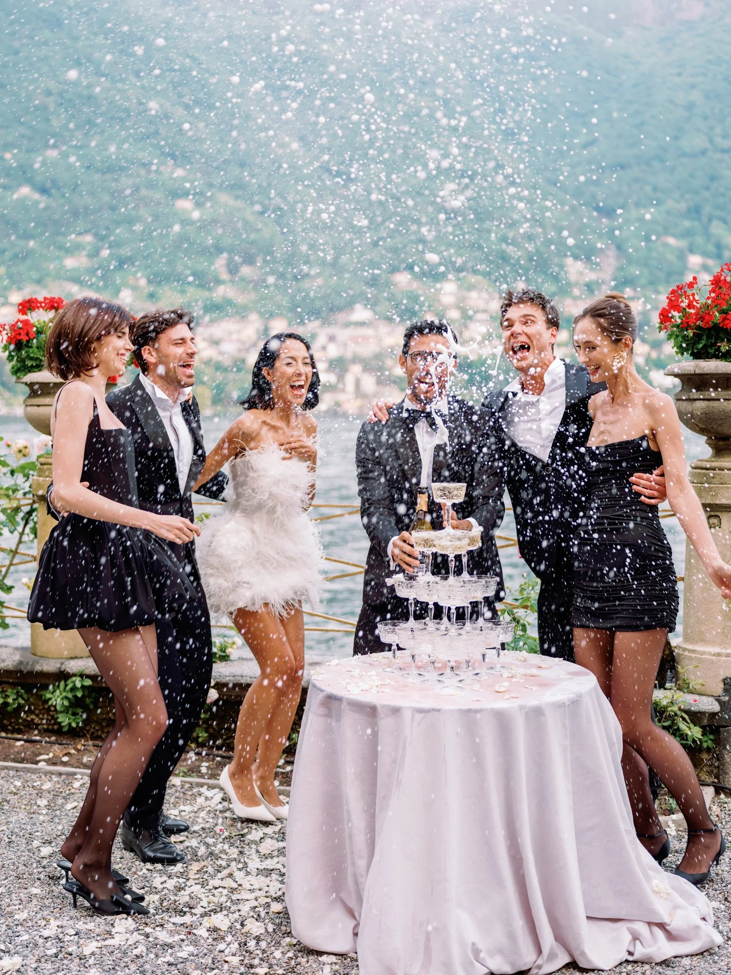 Villa Pizzo Italy champagne tower