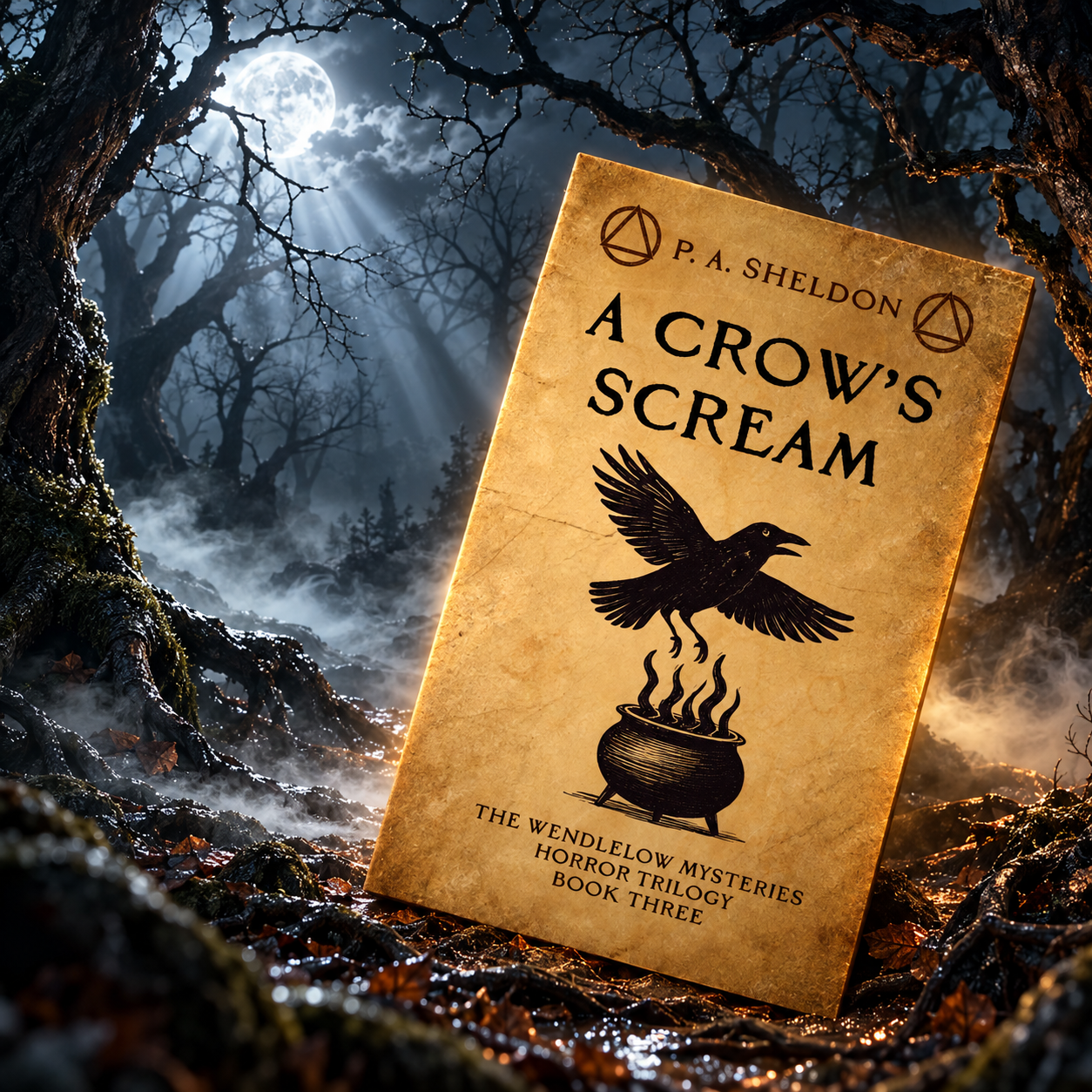 "A Crow's Scream" by P. A. Sheldon, book 3 of the Wendlelow Mysteries Horror Trilogy.