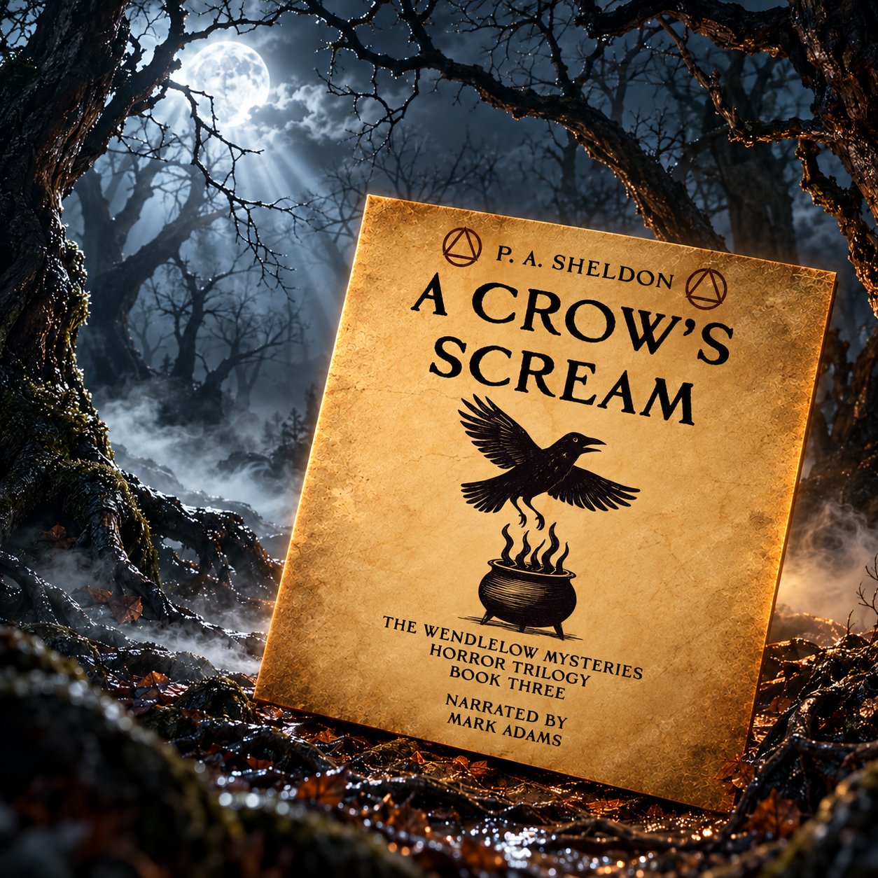 'A Crow's Scream' by P. A. Sheldon, book 3 of the Wendlelow Mysteries Horror Trilogy.