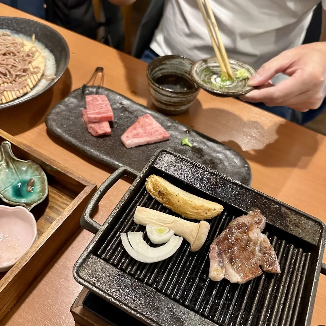 Chiya wagyu on a small grill in Yuurin-an, Kurashiki
