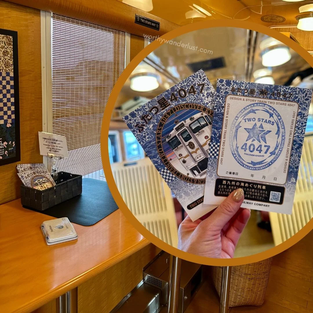 Hand holding up commemorative postcards with stamps  of Two Stars 4047