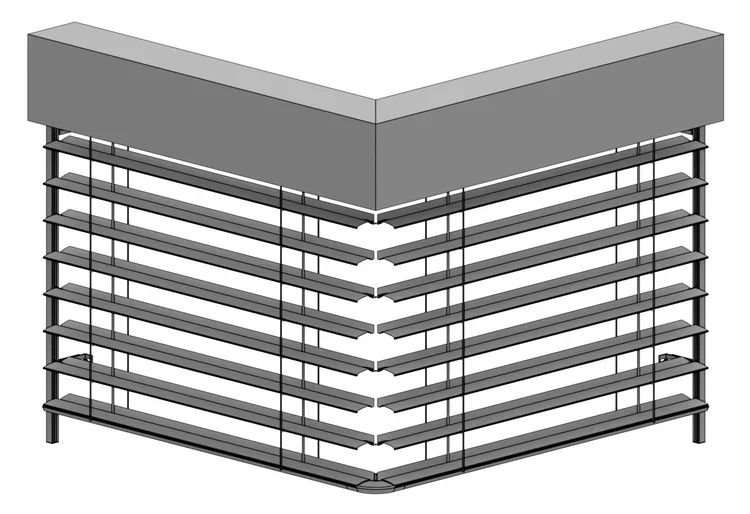 Rohové prevedenie exteriérovej žalúzie- detail.