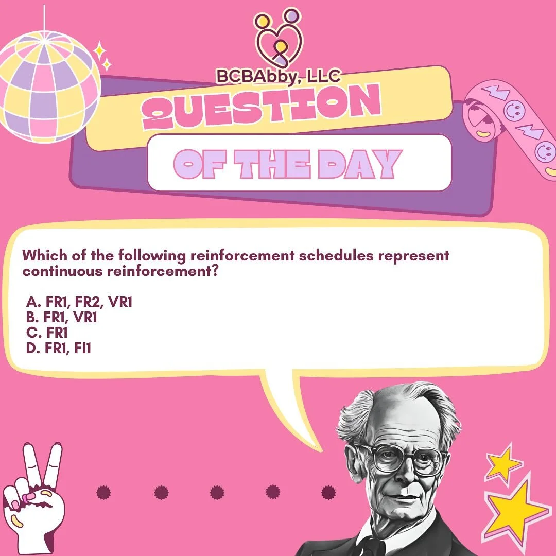 QOD: ✨Let&rsquo;s see who&rsquo;s been paying attention

Drop your answer below 

Tag a study buddy📚

#aba #bcba #bcbabby #appliedbehavioranalysis