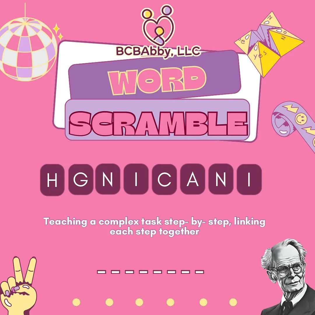 Unscramble the word and comment the answer below❕ What&rsquo;s this step-by-step teaching method called? 

#aba #bcba #bcbabby #appliedbehavioranalysis