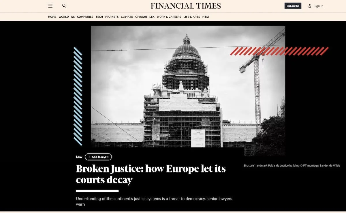 Le Palais de justice en couverture de FT in Black and white