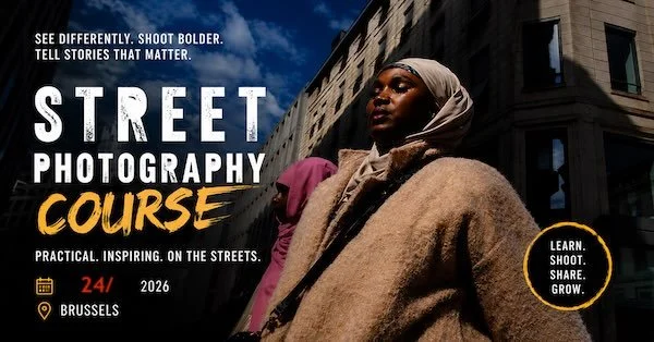 Poster for a street photography course in Brussels