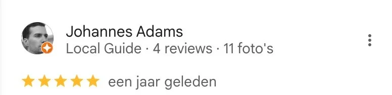 Screenshot of a review on photography by a client of Sander de Wilde