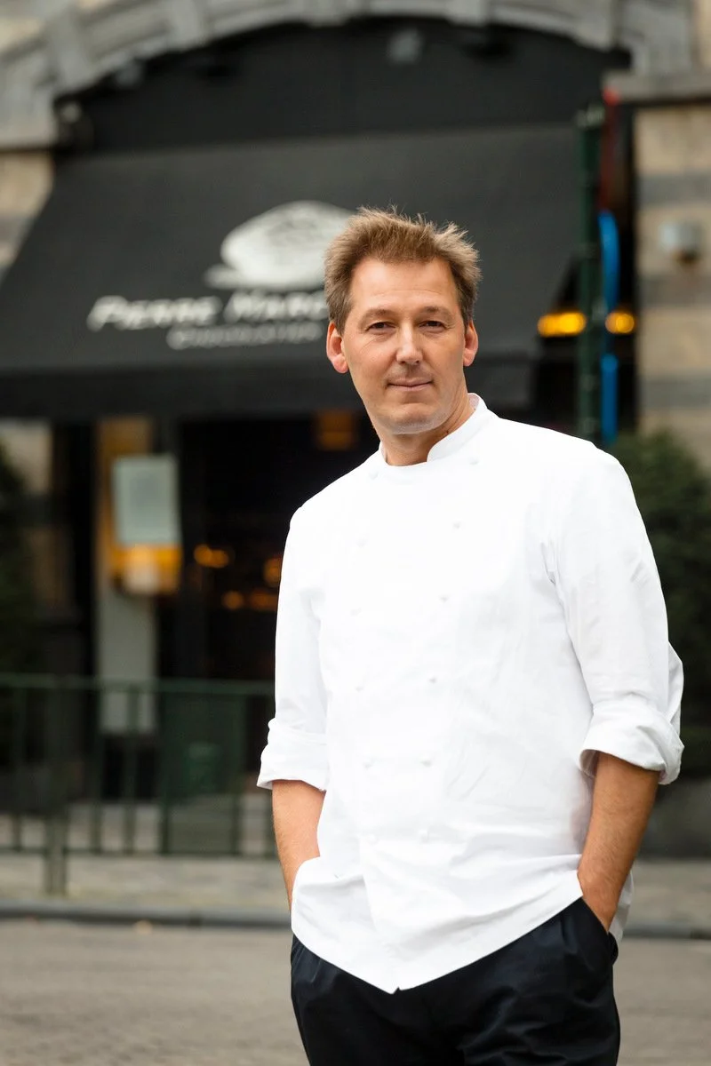 Portrait photograph  in Brussels of famous Belgian Chocolatier Pierre Marcolini  at Sablon 