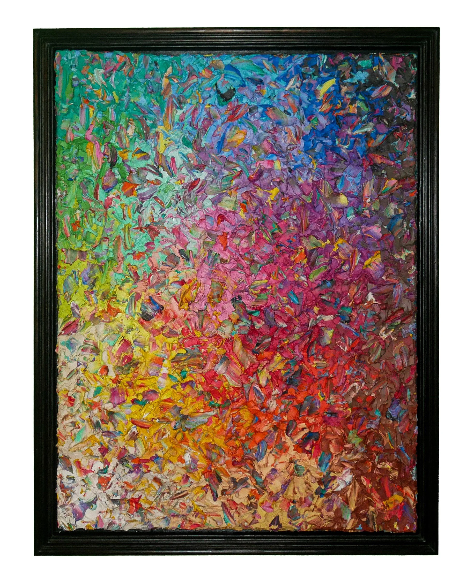 "Pan's Feast II" - 53" x 41" x 4" - Joint compound & acrylic on canvas with custom build frame.