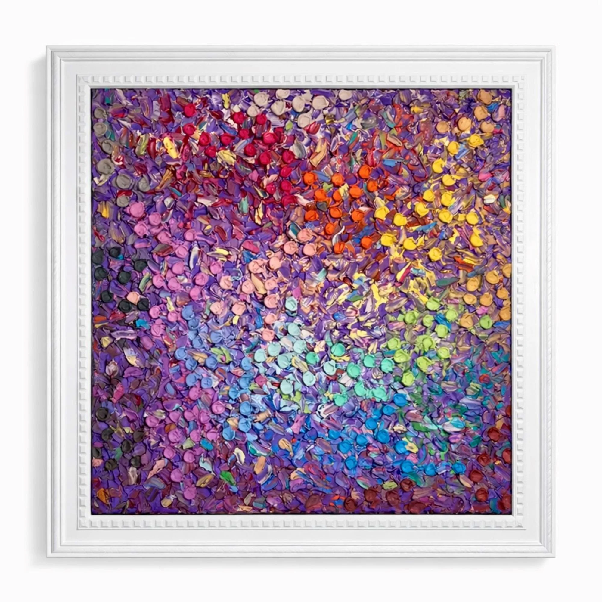 "Periwinkle" - 43'5" x 43.5" x 3" - Joint compound & acrylic on canvas, custom built frame.