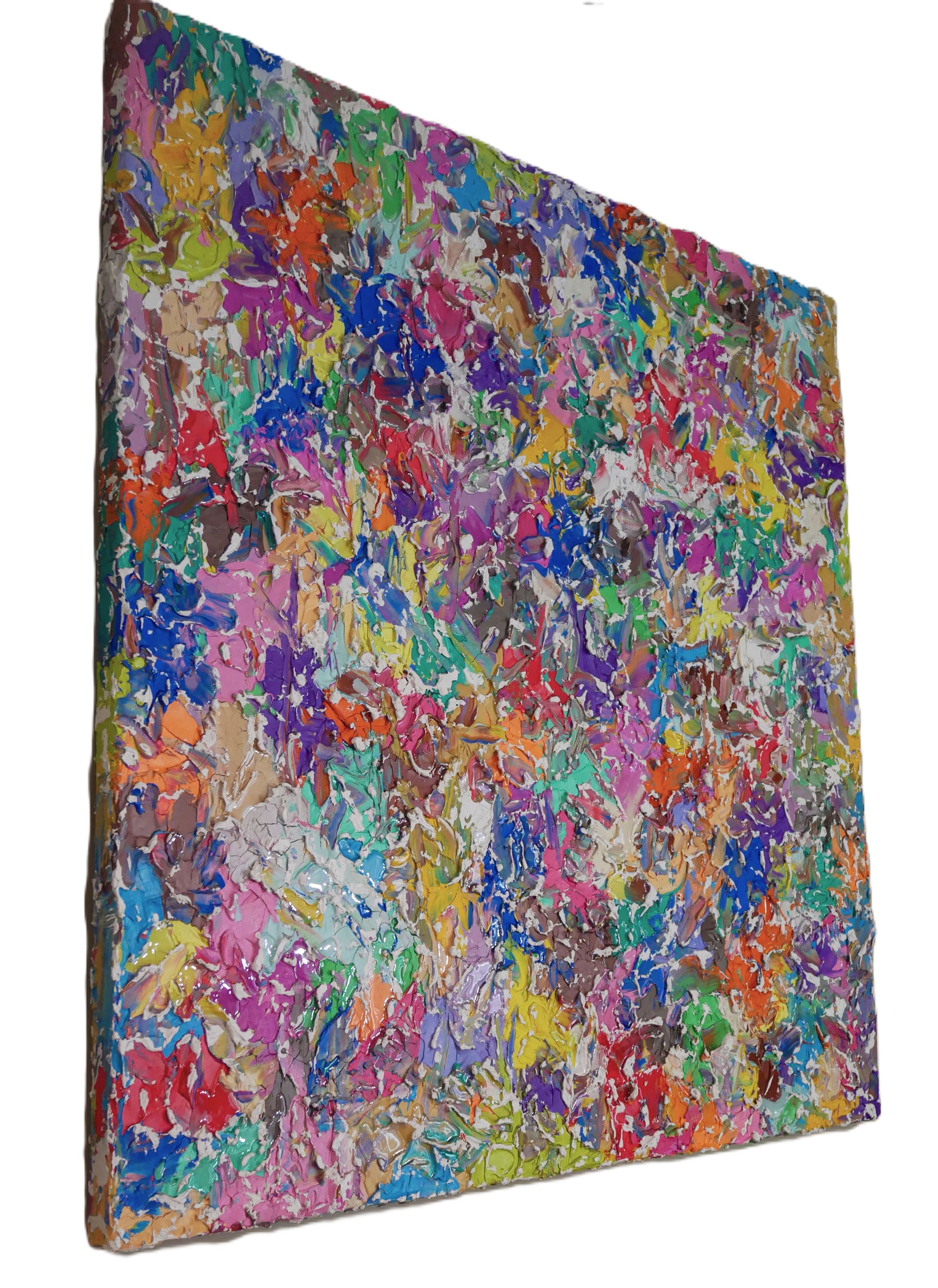 "Mountain Tops" - 48" x 48" x 2" - Joint compound, acrylic, & resin on canvas.