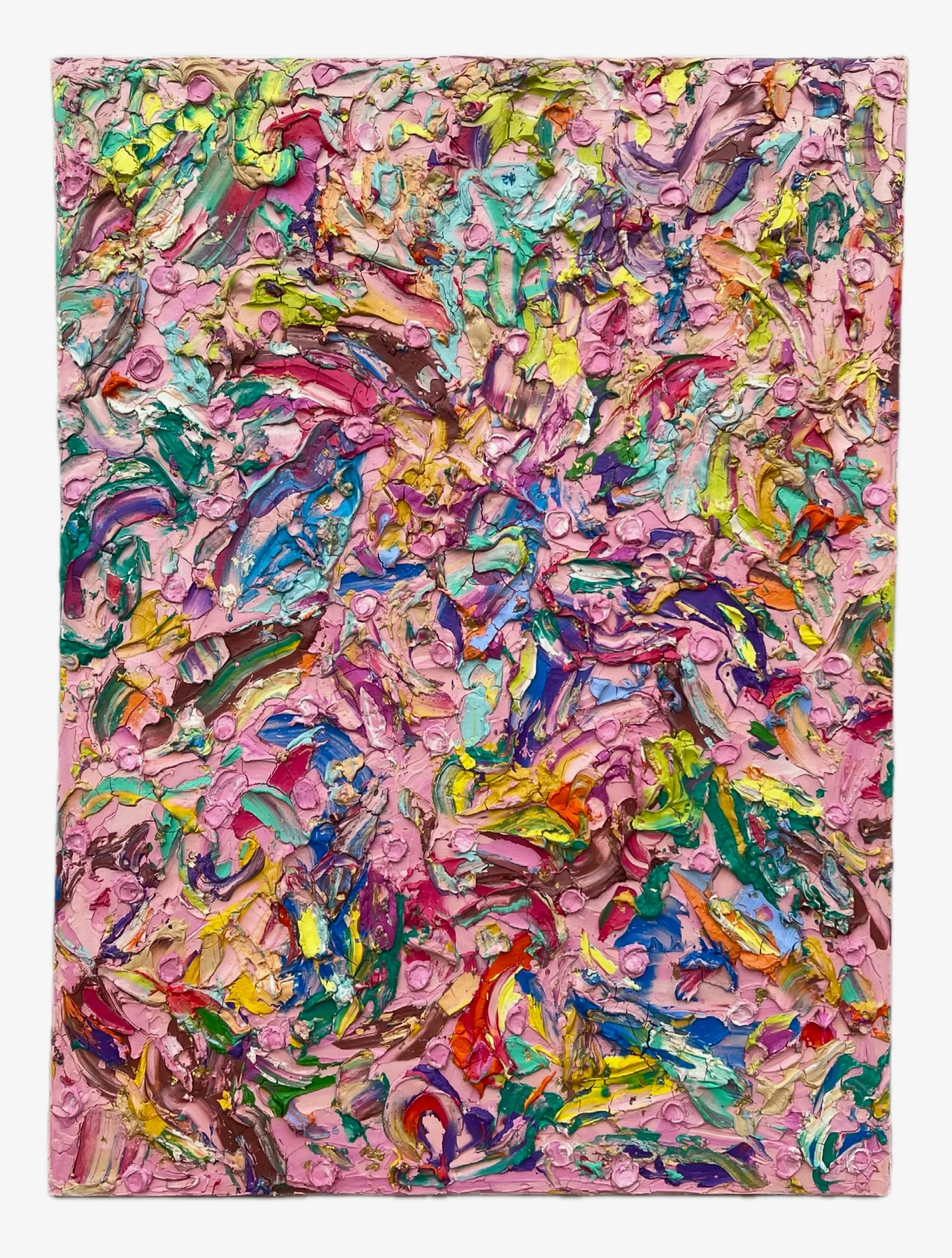 "Blooming Ache" - 36" x 48" x 2" - Joint compound, acrylic, & gold foil on canvas.
