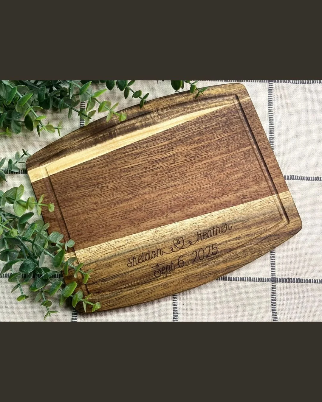8x10" Personalized Acacia Serving Board- Custom Laser Engraved