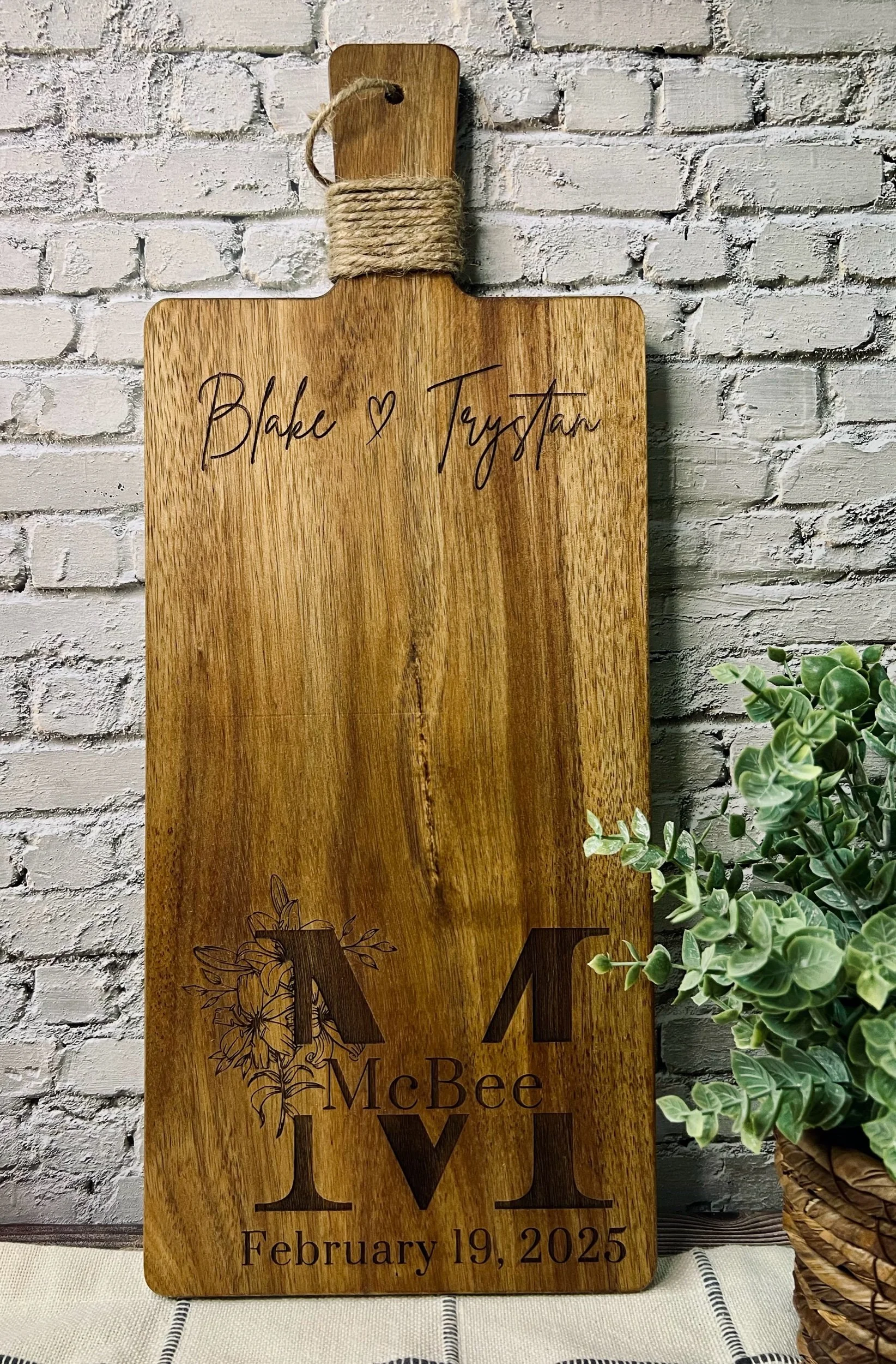 20”x8” Sized Personalized Acacia Serving Board- Custom Laser Engraved