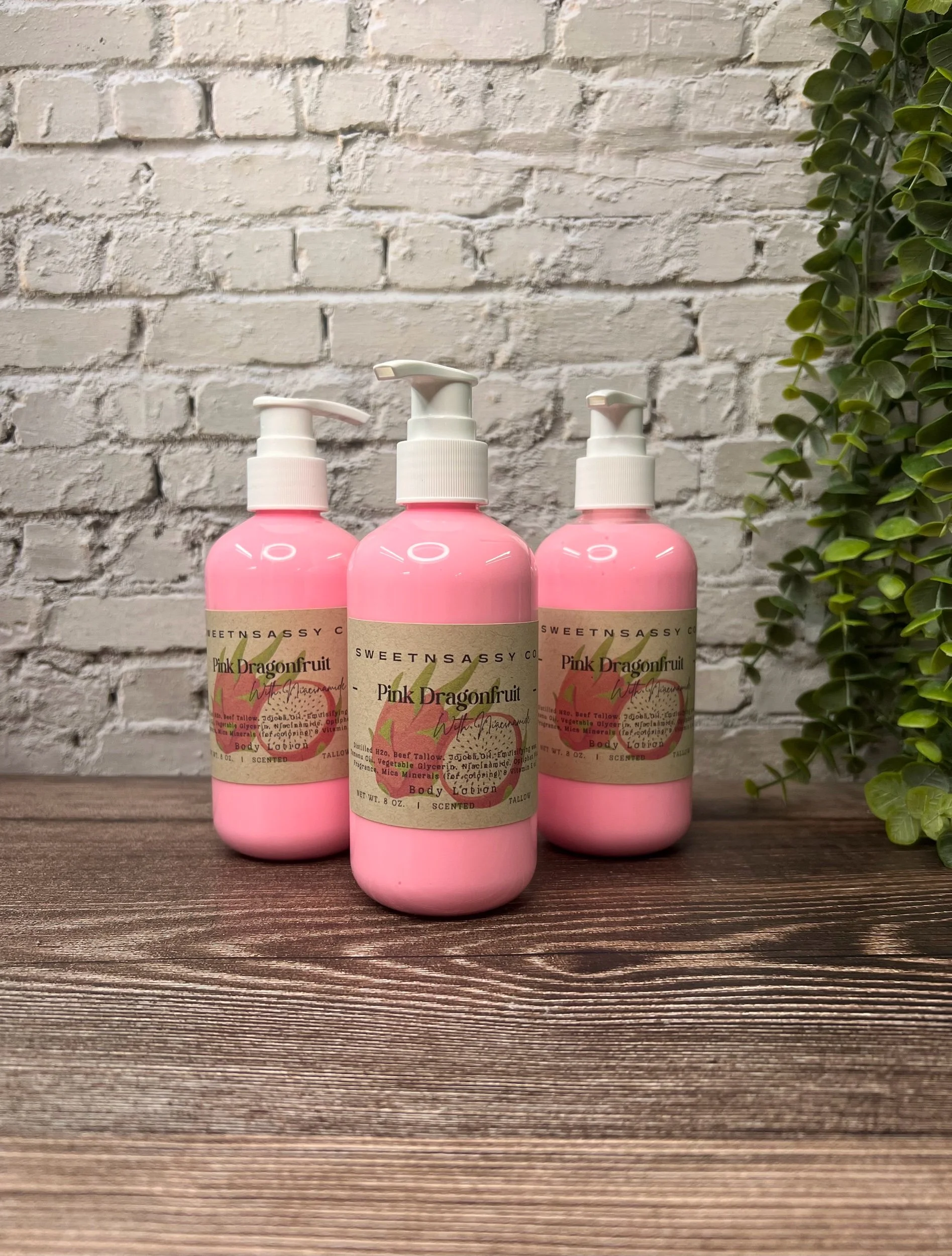 Pink Dragonfruit Tallow Lotion with Niacinamide – Deep Hydration & Glow