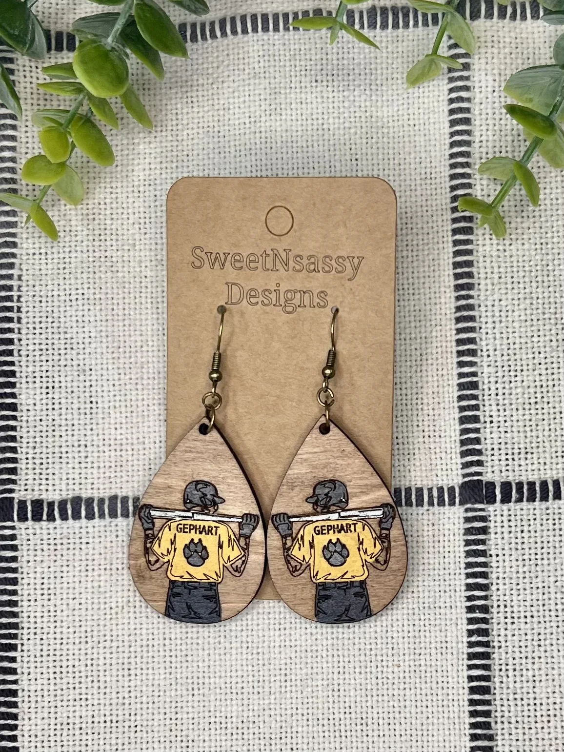 Personalized Baseball Earrings | Custom Name & Number | Hypoallergenic Sports Jewelry