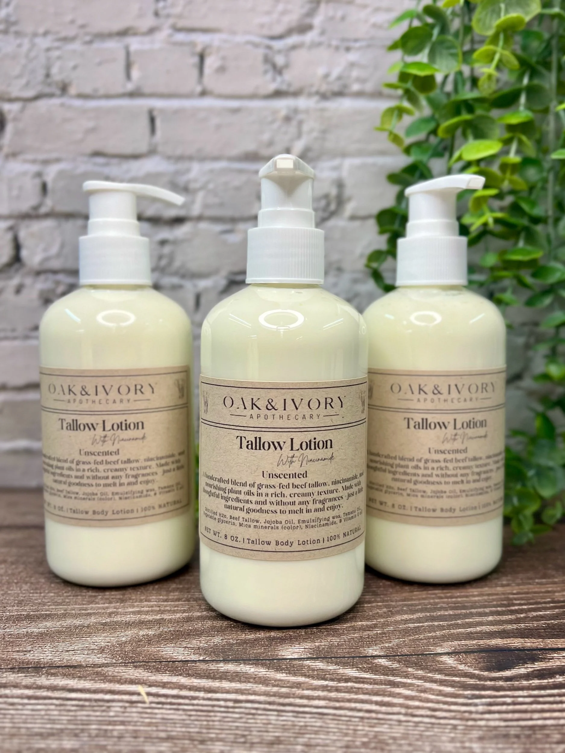 Unscented Tallow Hand and Body Lotion with Niacinamide