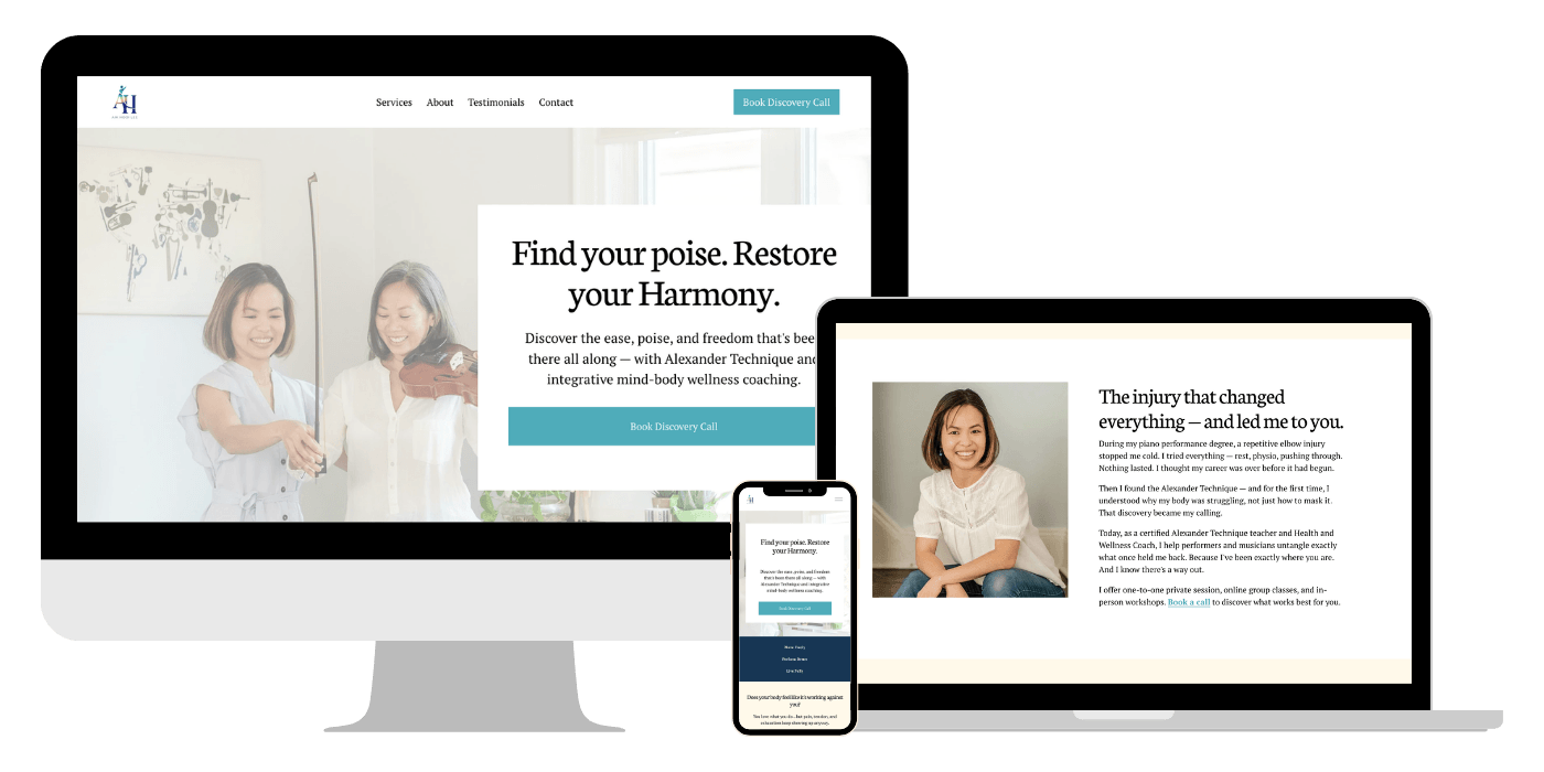 Mockup of website for Aik, Health and Wellness Coach