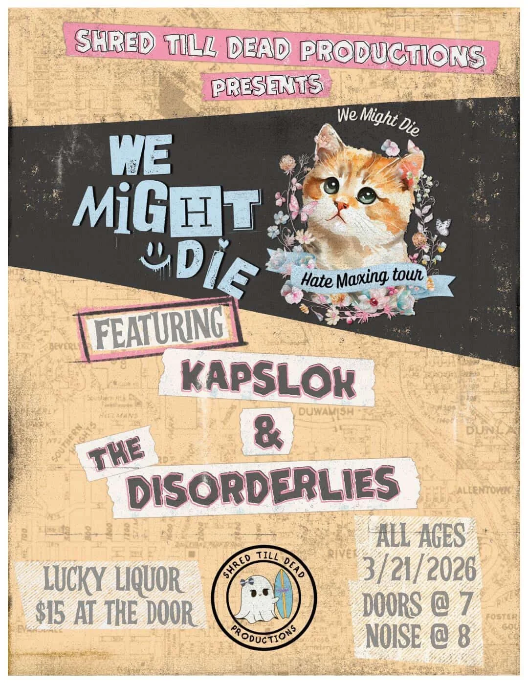 The HATE MAXING tour 
In Seattle 🖤

@lucky_liquor 
MARCH 21 | 7 PM

So pumped to play with @thedisorderlies and @kapslok.band 

Thank you so much for putting this together @gidget421 and @gritcitypunk 

We cannot wait 🖤

#pnwmusic #punksnotdead #se