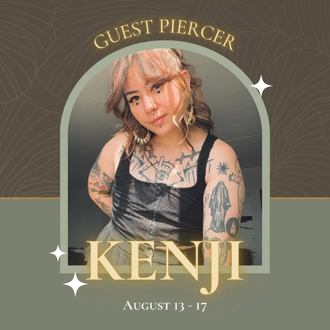 Bmore, meet Kenji! ✨ We&rsquo;re thrilled to have them here with us all week while Kookie is away! 

Kenji Kinu (they/them) is a piercer and social media manager at Honeycomb Jewelry &amp; Piercing located in Tohono O&rsquo;odham/Pascua Yaqui land, a