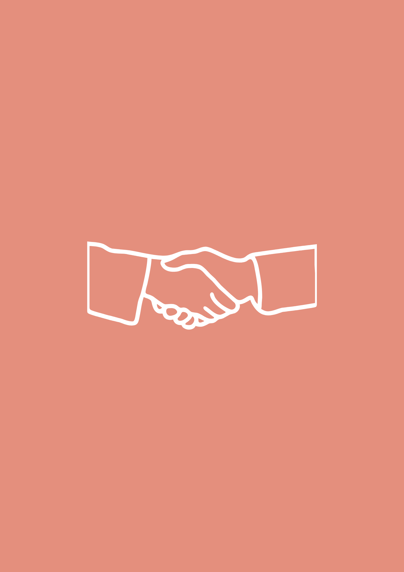 Handschlag Icon in weiß auf pinken Hintergrund