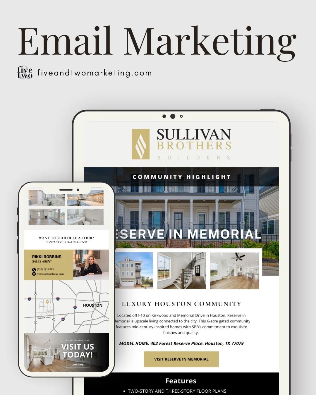 Your emails deserve more! 📧

Five &amp; Two Marketing coordinates strategic email campaigns with versatile graphics made to shine across web and mobile channels. Let our team guide you in creating emails that connect, inspire, and drive results. 📈
